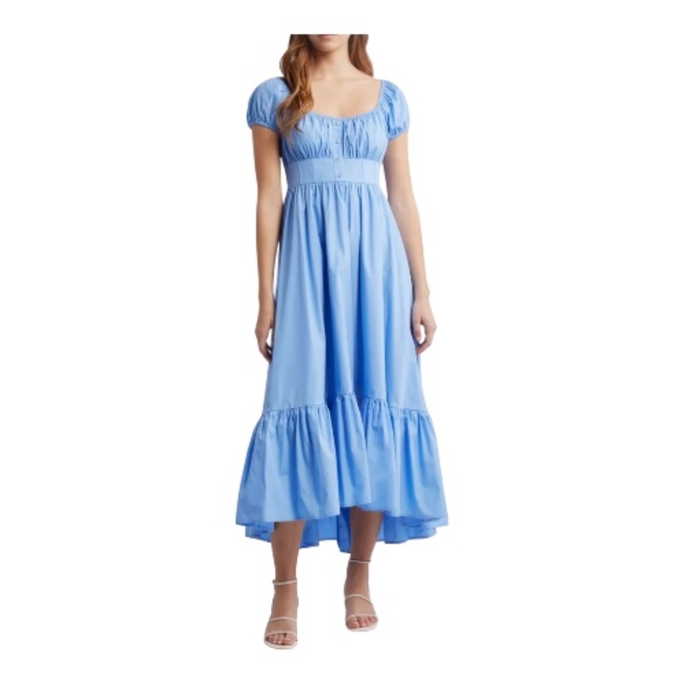 NWT Moon River Poplin High-Low Maxi Dress | Light Blue | Medium